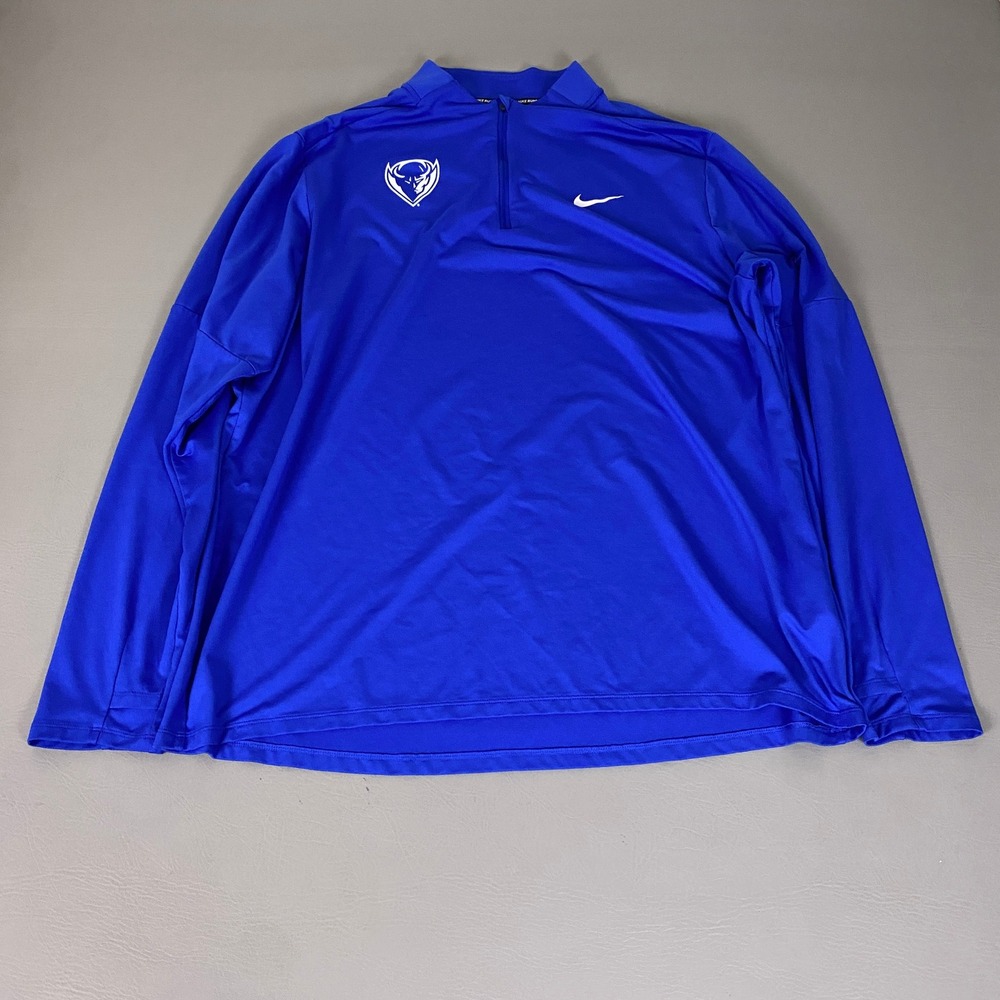 Depaul Blue Demons Nike Pullover Men XXL Dri-FIT 1/4 Zip Blue Mock Neck Athletic